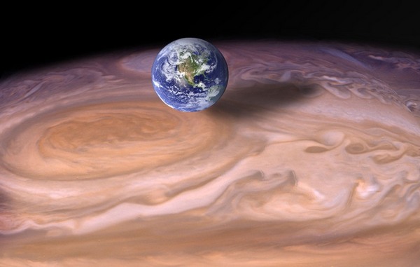 Jupiter and Earth