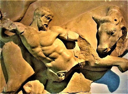 Hercules is fighting a bull