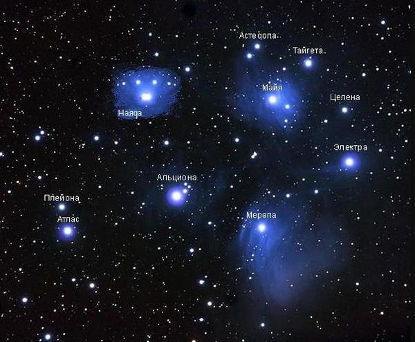 The main stars of the Pleiades cluster