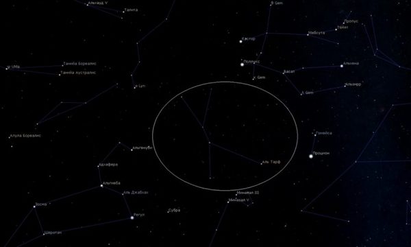 Расположение Рака по отношению к другим созвездиям