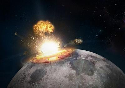 падение метеорита на луну