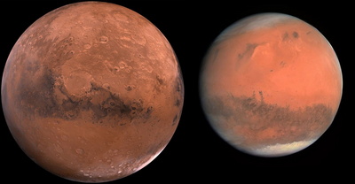 Темные области на Марсе